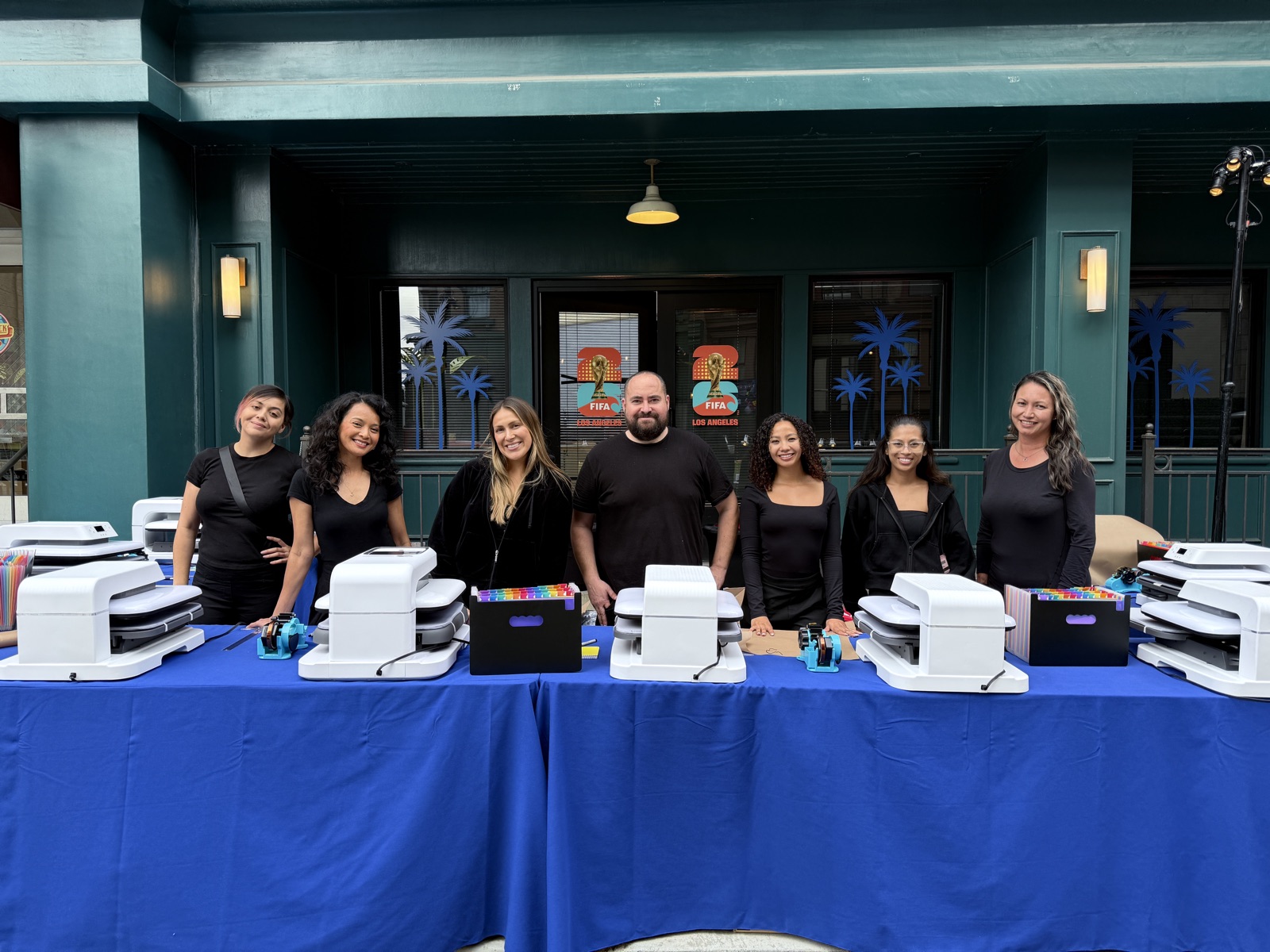 Heat press and DTF production table for Event Merch Printing