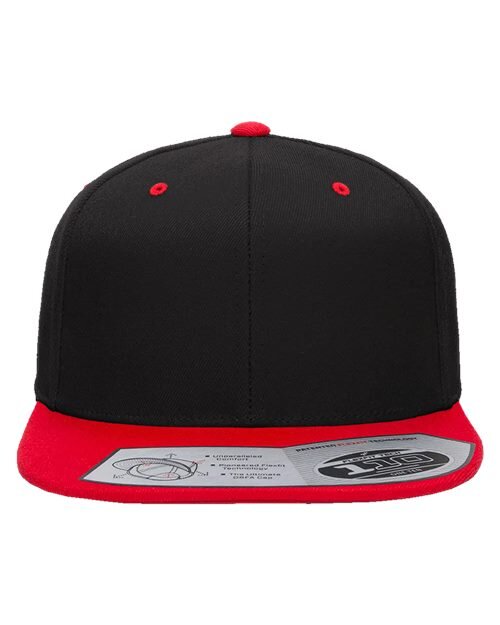 Black Flexfit 110 flat-bill snapback blank for live embroidery